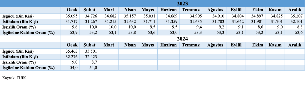 Temel İşgücü Göstergeleri Tablo 15042024